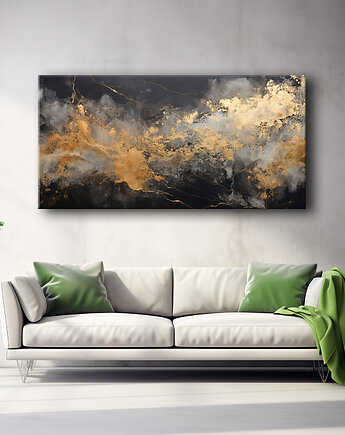 Złoto-czarna abstrakcja - Obraz na płótnie - Druk, Blejtrama, Loft #3, Black Sapphire Art