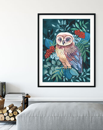 Owl ilustracja drukowana, muamua design
