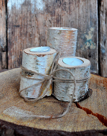 Brzozowe świeczniki-pieńki 3szt, mamuta