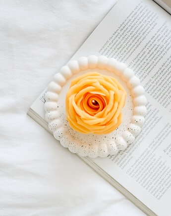 Świeca róża z wosku pszczelego, pomarańczowa, PAM design