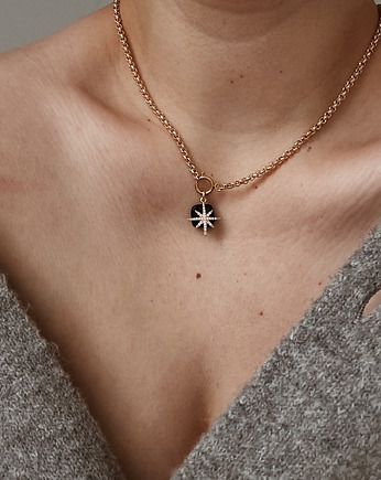Naszyjnik łańcuszek Agat czarny i Gwiazda, Chmolowska Jewellery