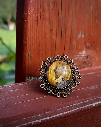 Pierścionek retro ze słonecznikiem, Figa handmade accessories