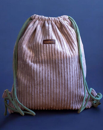 Pudroworóżowy sztruksowy workoplecak basic, raspberi