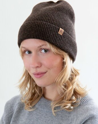 GAZELA RWS - Lekka Czapka Ciemny Brązowy 100% Wełna Merino RWS, KOPYTO