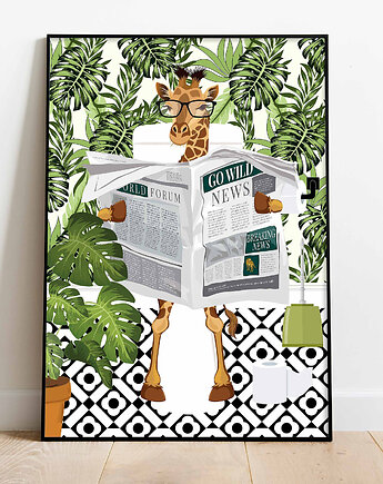 Plakat Żyrafa z Gazetą Dżungli, Harvest Maison