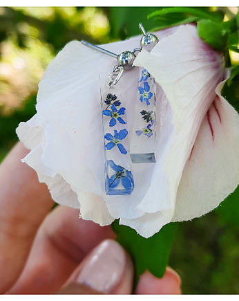 Kolczyki z zatopionymi niezapominajkami, nr 2, Figa handmade accessories