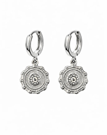 Kolczyki  AMULETY medalion-srebro, złoto 24K, różowe złoto 18K, ISSI Jewelry