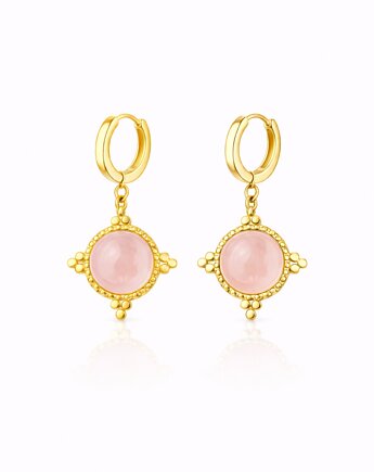 Kolczyki pozłacane  ROYALS z kwarcem różowym, ISSI Jewelry