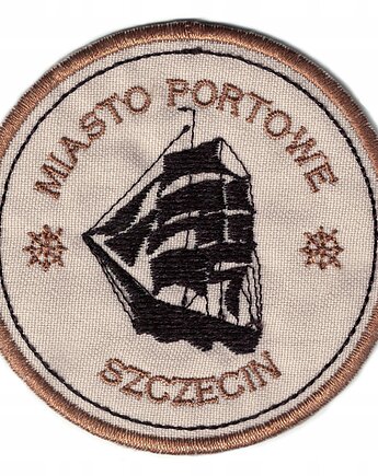 Naszywka naprasowanka SZCZECIN MIASTO PORTOWE termoprzylepna haft 7,5cm, Wyszywane