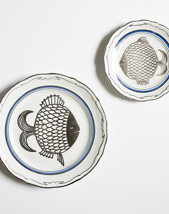 Talerz na ścianę - srebrne rybki, EMPE artstudio