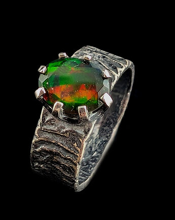 Pierścionek tajemniczy czarny opal, Pracownia Neores