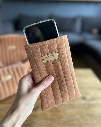 Etui na telefon z lnu - jasny brąz / rudy, gucialoveskids