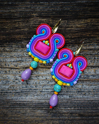 Etniczne i kolorowe kolczyki soutache, Mró Soutache