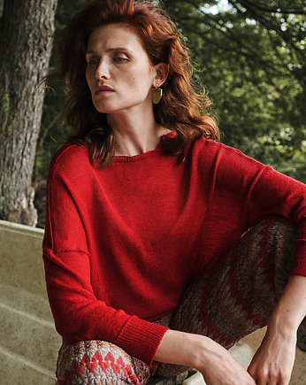 Sweter z dekoltem na plecach, czerwony, BIENKOVSKA