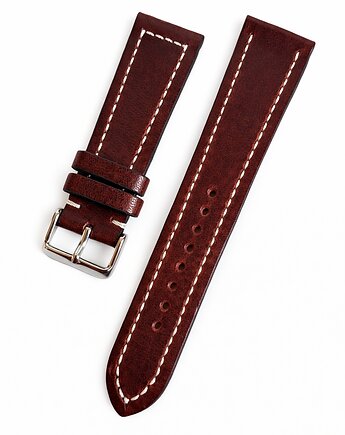 Pasek do zegarka  rozm: 20mm burgundowy z jasną nitką, Lamato