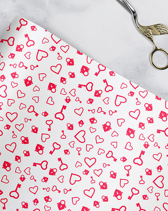 papier do pakowania -  Klucz do serca- P-084w, Wrap and Pack