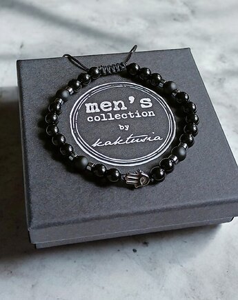 HAMSA - ochrona - onyks,hematyt - bransoletka regulowana ONE SIZE, kaktusia