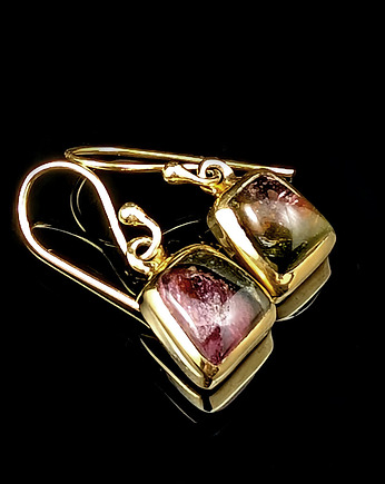 Pozłacane kolczyki z arbuzowymi turmalinami