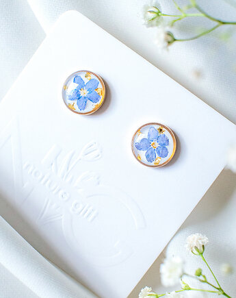 Kolczyki sztyfty z niezapominajkami, nature gift