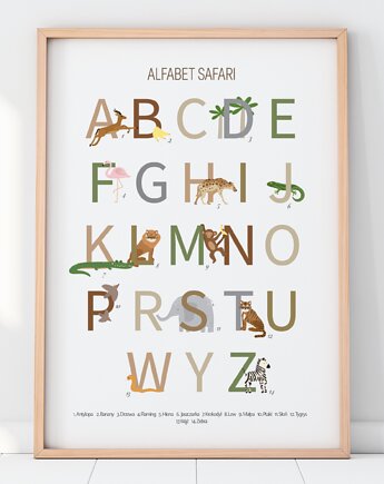 Alfabet Safari - Plakat edukacyjny Safari Literki, happykidsprints