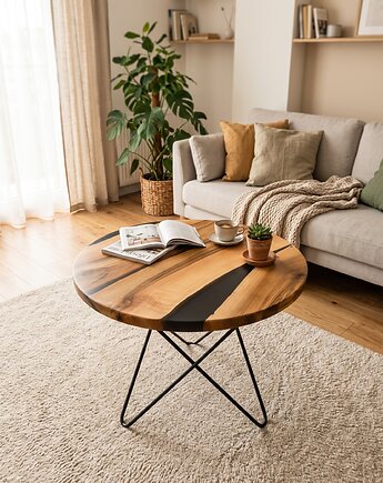 Stolik kawowy #8 DREWNO + ŻYWICA 60cm, MA WOOD