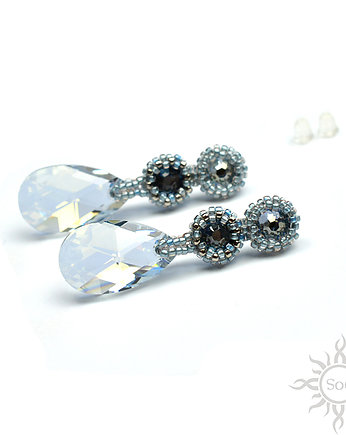 Blue Shade, kolczyki z kryształami Swarovskiego, beading, Sol