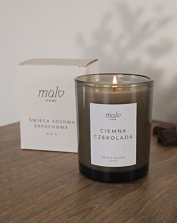 Świeca sojowa zapachowa Ciemna Czekolada 220 g, Malvhome