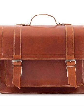 Tornister skórzany i torba vintage 2w1 brązowy BR91, Belveder