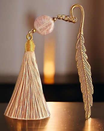 Zakładka PREMIUM : kamień słoneczny : beż i złoto, kaktusia