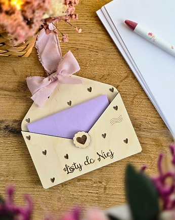 Walentynkowy prezent dla Niej - drewniana koperta na Listy do Niej, BohoSuszki