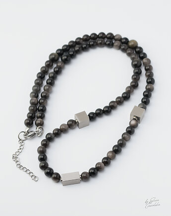 Naszyjnik Męski-Mistyczny Obsydian w Centrum Uwagi, Black Mamba Jewelry