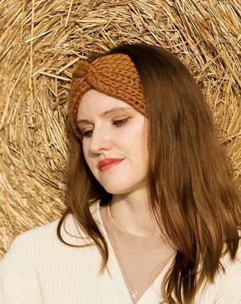 Musztardowa zimowa opaska merino i alpaka, Holy Alpaca Knit