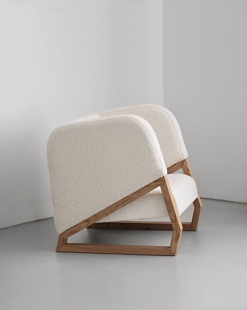 Fotel ZGRAB - nowoczesny tapicerowany tkanina typu bulkla 'baranek', melyo