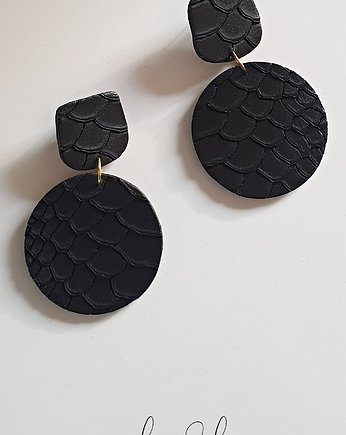 VENUS Duże czarne kolczyki skóra aligator, Malena Dul