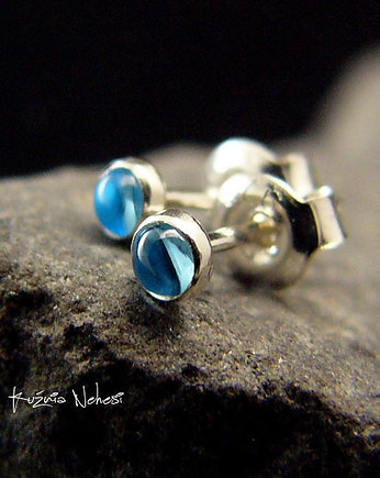 Kolczyki Sztyfty - Topaz Swiss Blue Srebro -, Kuźnia Nehesi