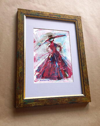 Kumoszka 7 - akwarela 16x24 cm unikat, Katarzyna Radzka