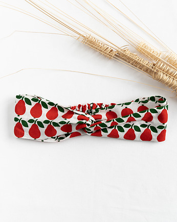 Opaska przeplatana CZERWONE GRUSZKI, wu handmade