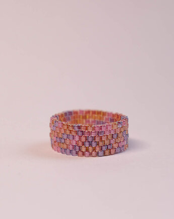 Pierścionek ze szklanych koralików, Flow handmade