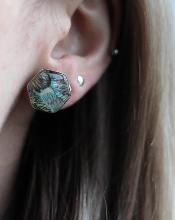 Kolczyki sztyfty z naturalnymi kwiatami w żywicy, Bioevgenika Jewelry