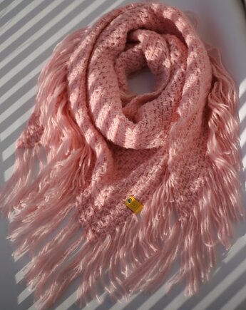 Delikatna chusta handmade COSY różowy puch, sploteka