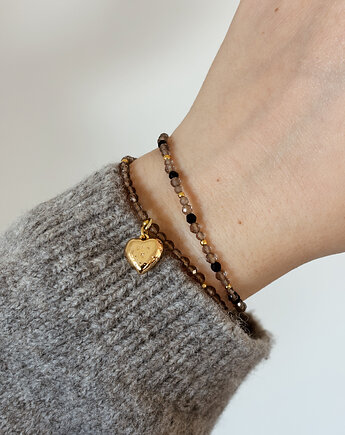 Bransoletka  Kwarc dymny serce, Chmolowska Jewellery