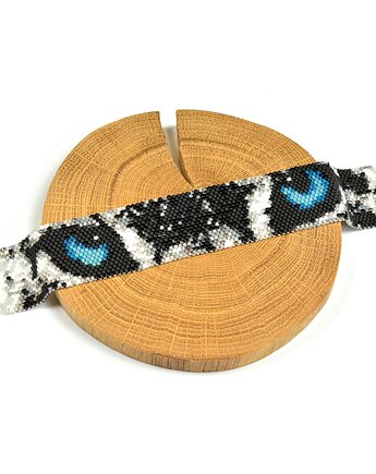 Śnieżna Pantera, wyplatana bransoleta, beading, Sol