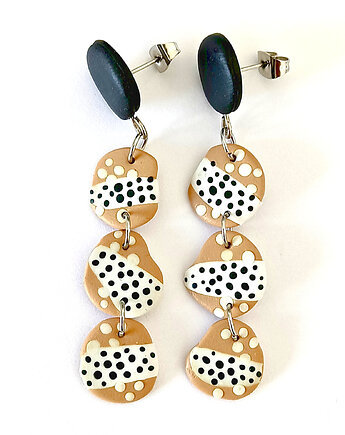 Artystyczne kolczyki w stylu modern, geometryczne, czarno-białe, OMIFIMO