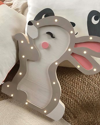 Lampka z drewna Króliczek Lusia biały, NINKI WOOD