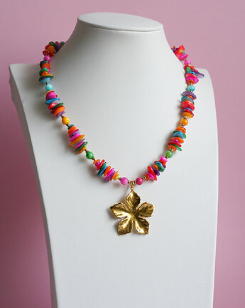 MEGA kolorowy naszyjnik z dużym kwiatem, AT NOON