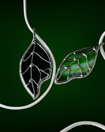 Szklany wisiorek na łańcuszku Naszyjnik Witraż  Listek, Only Pure Glass