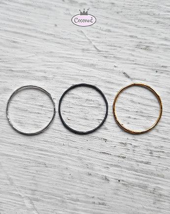 3 obrączki SLIM srebro, sr. złocone - komplet, COCONUT
