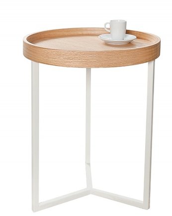 Stolik kawowy Loop drewno dębowe biały 40cm, OKAZJE - Prezent na 70 urodziny