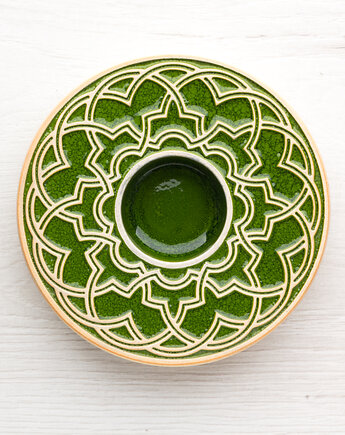 Ceramiczny lampion geometryczny zielony, pracowniazona