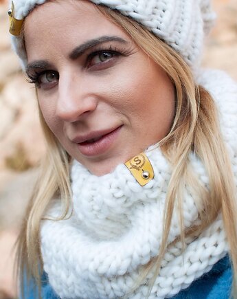 Biały wełniany komin WOOLY złamana biel, sploteka